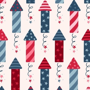 Fourth of July Rockets Stars and Stripes - (LARGE) - red white blue