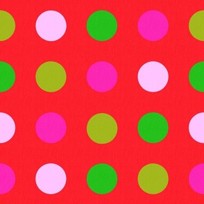Festive Cheerful Polka Dots Modern Geometric Circle Retro Colorful Pastel Pink Green Red Retro Scandi Minimalist Bright Bold Pattern
