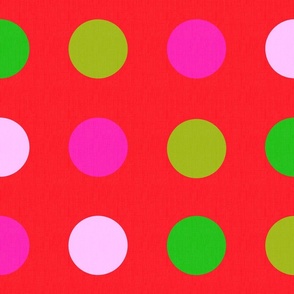 Festive Cheerful Polka Dots Modern Geometric Big Circle Retro Colorful Pastel Pink Green Red Retro Scandi Minimalist Bright Bold Pattern
