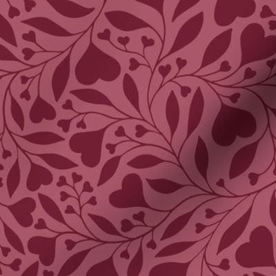 Heart Vine - Large - Ruby Raspberry Pink & Burgundy Wine Red - Love & Hearts