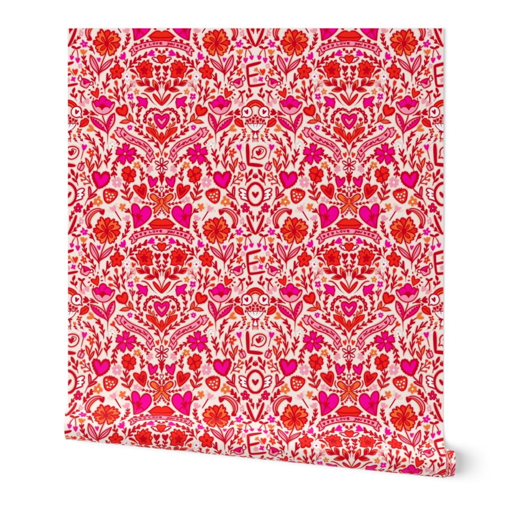 St valentines day red and pink maximalist pattern