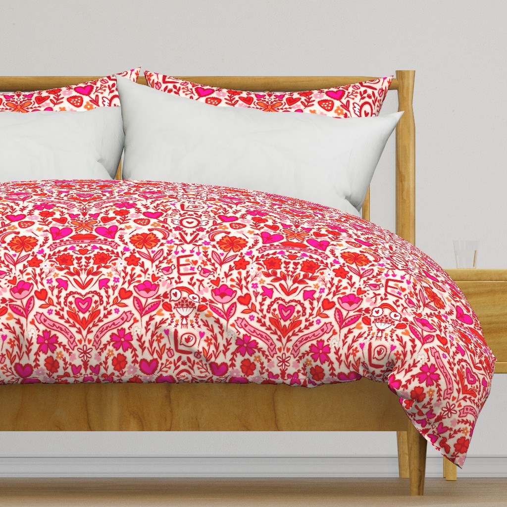 St valentines day red and pink maximalist pattern