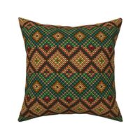 Horizontal Fair Isle Stripe in Forest Greens and Browns