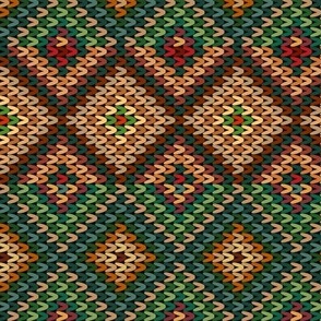 Horizontal Fair Isle Stripe in Forest Greens and Browns