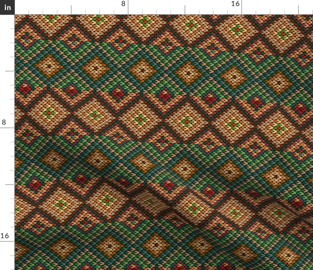 Horizontal Fair Isle Stripe in Forest Greens and Browns