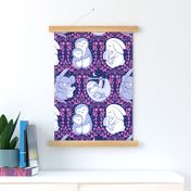  Mother’s love, Mother’s Day design  pink and dark blue - cute animals  - bunny -koala - penguin - sloth - home decor - party - floral.