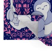  Mother’s love, Mother’s Day design  pink and dark blue - cute animals  - bunny -koala - penguin - sloth - home decor - party - floral.