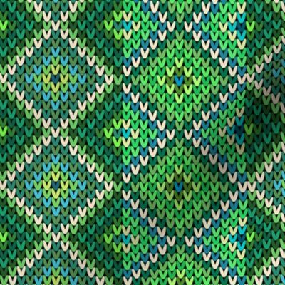 Vertical Fair Isle Stripe in Forest Greens and Off White
