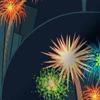 Happy New Year firework night celebration - big