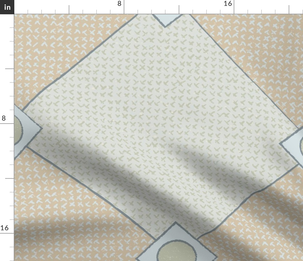 Textural Diamond Tiles (Jumbo) - Cream, Beige and Gray   (TBS218)