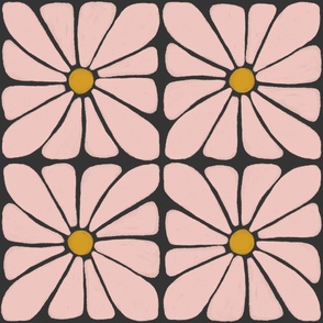 Rose On Charcoal Retro Floral (jumbo)