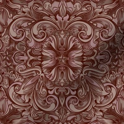 Western Scrollwork design in red wine color maroon