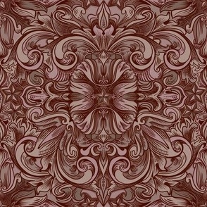 Western Scrollwork design in red wine color maroon