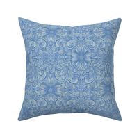 Western scroll work abstract in blue