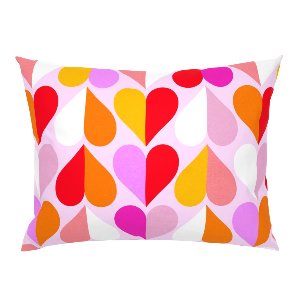 MEDIUM • Mid Mod Geometric Valentine's Hearts in Pink, Red and Orange #heartpattern #loveandkisses #lovedaypattern #midmodhearts