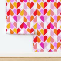 MEDIUM • Mid Mod Geometric Valentine's Hearts in Pink, Red and Orange #heartpattern #loveandkisses #lovedaypattern #midmodhearts