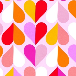 MEDIUM • Mid Mod Geometric Valentine's Hearts in Pink, Red and Orange #heartpattern #loveandkisses #lovedaypattern #midmodhearts