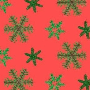 Evergreen snowflakes (red)