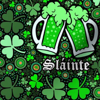 Happy Saint Patrick's Day Slainte Green Beer Shamrocks and Polka Dots