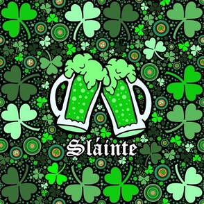 Happy Saint Patrick's Day Slainte Green Beer Shamrocks and Polka Dots