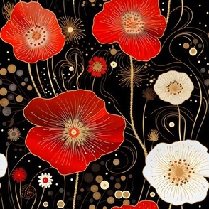 Scarlet and White Poppies Dance 1