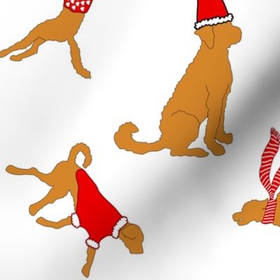 Red doodles dressed for Christmas (white)