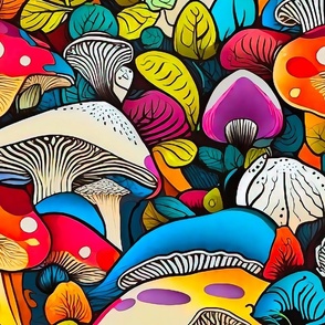 Bright colorful mushrooms