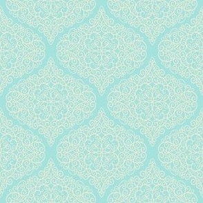 Swirl Ogee Doodle Cream on Light Aqua Blender Coordinate Pattern