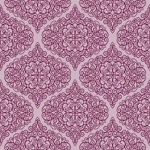 Swirl Ogee Doodle Burgundy on Lilac Blender Coordinate Pattern