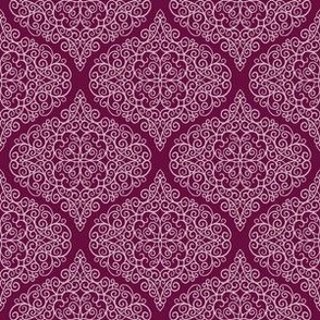 Swirl Ogee Doodle Lilac on Burgundy Blender Coordinate Pattern