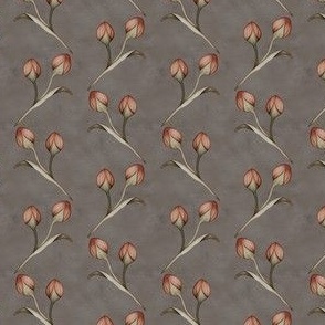 Textured plastered background with rose buds  in muted brown