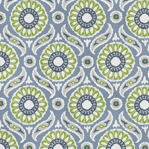 Tile Pattern - Dusky Blue & Lime Green (Large Scale)