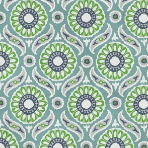 Tile Pattern - Green & Blue (Large Scale)