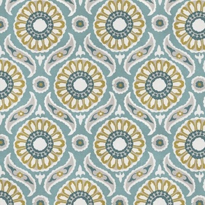 Tile Pattern - Sky Blue & Warm Yellow (Large Scale)