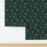 Peony Floral - Deep Green (Medium Scale)