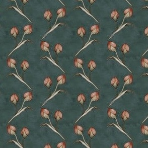 Textured plastered background with rose buds  in Emerald Green