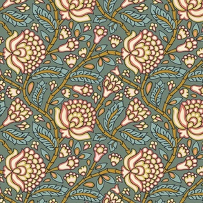 Indian Trailing Floral for Bedding - Art and Craft style