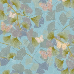 Serene Spaces-Butterflies & Ginkgo Branches-M