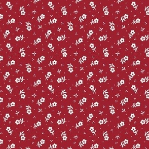Cute little flowers Vintage Granny Chic non directional pattern for quilting and dressmaking in natural white and earth red