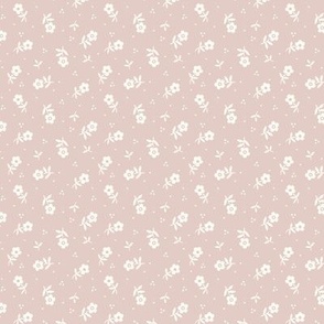 Cute little flowers Vintage Granny Chic non directional pattern for quilting and dressmaking in natural white and peach blush