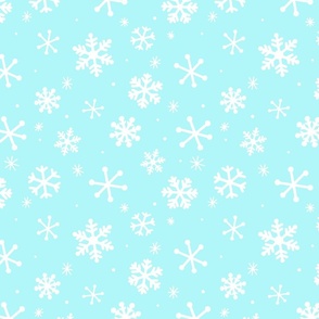 Snowflakes on Cyan Blue