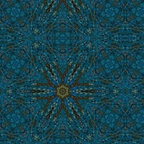 textured blue brown - Bohemian hexagon lattice