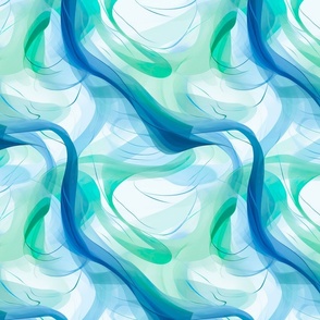 Oceanic Drift - Serene Aqua _ Blue Ribbon Waves Pattern