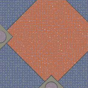 Textural Diamond Tiles (Jumbo) - Dark Denim Blue, Rust, Hazy Purple and Dark Gray    (TBS218)