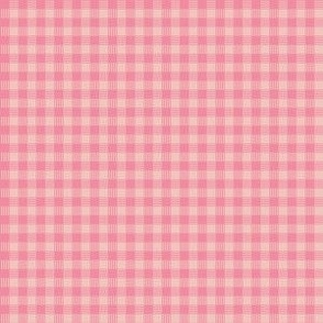 Checkered Plaid in peach with bold pink peach Small Scale Blender Fabric