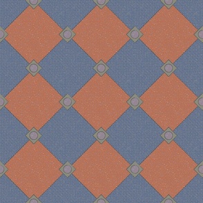 Textural Diamond Tiles (Medium) - Dark Denim Blue, Rust, Hazy Purple and Dark Gray   (TBS218)