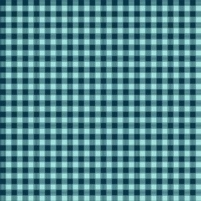 Checkered Plaid in Aqua and blue Small Scale Blender Fabric