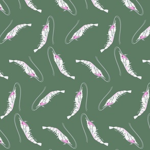 Aquatic Minimalism: all over Prawn on dark green