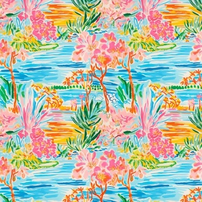 Tropical Blossom Burst - Vibrant Floral Beach Pattern