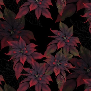 Red Poinsettias (black)